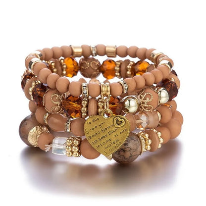 Conjunto Premium com 4 Pulseiras Boho de Cristal