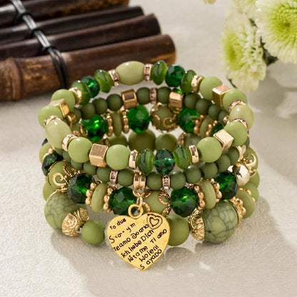 Conjunto Premium com 4 Pulseiras Boho de Cristal
