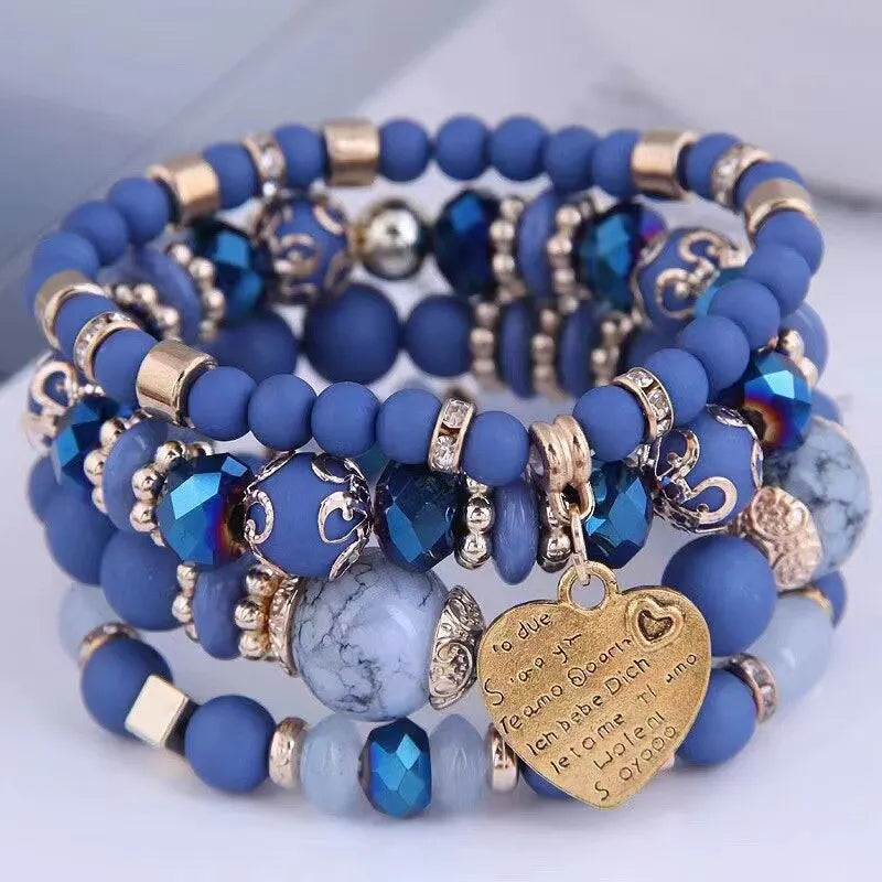 Conjunto Premium com 4 Pulseiras Boho de Cristal