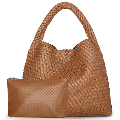Bolsa Tote Trançada Feminina Premium Grande com Couro Macio