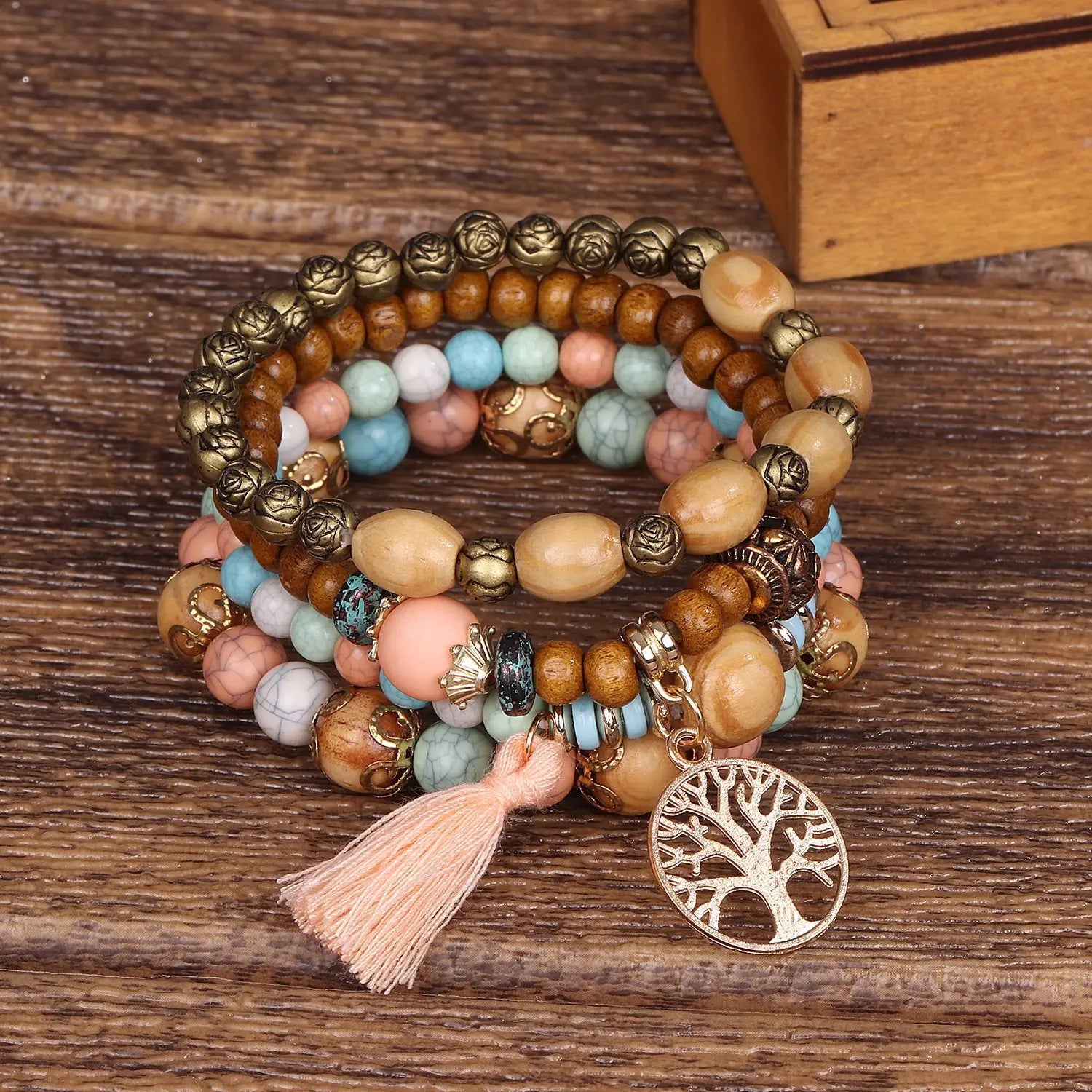 Conjunto Premium de Pulseiras Boho Árvore da Vida
