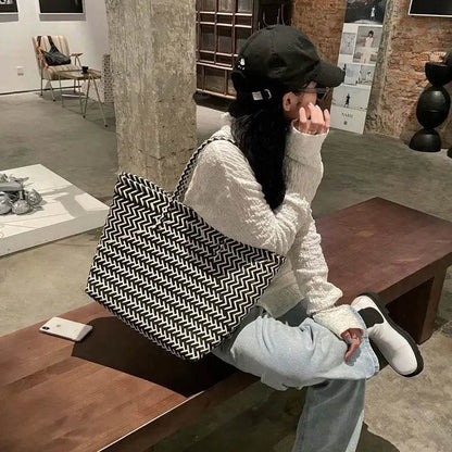 Large Capacity Beach Shopping Bags Woven Shoulder Bag Women Handmade Straw Handbags Summer Travel Bag - Aloha Spirit Store