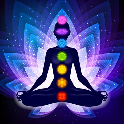 Quadro Premium Buda Indiano em Meditação com os 7 Chakras
