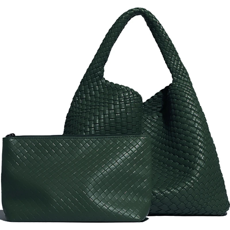 Bolsa Tote Trançada Feminina Premium Grande com Couro Macio