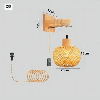 Luminária de Parede Premium em Bambu e Rattan Natural