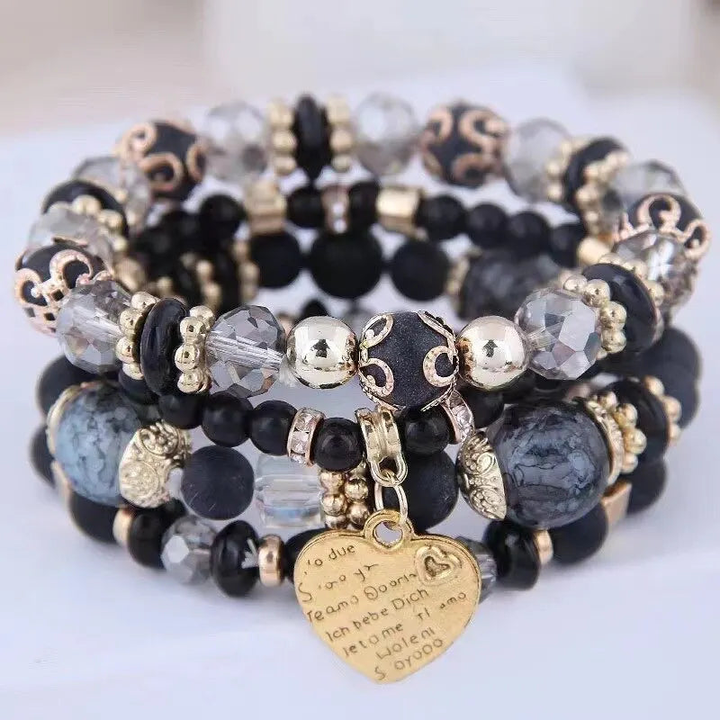 Conjunto Premium com 4 Pulseiras Boho de Cristal
