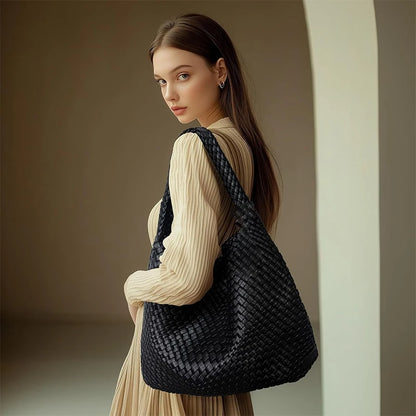 Bolsa Tote Trançada Feminina Premium Grande com Couro Macio