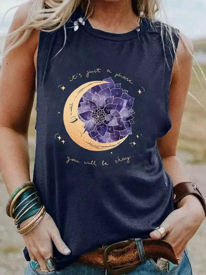 Camiseta Casual - Estampa Lua & Flor de Lotus Preto L vendido por Aloha Spirit Store