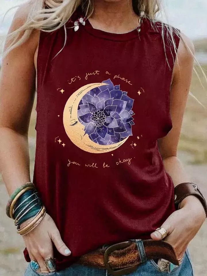 Camiseta Casual - Estampa Lua & Flor de Lotus Preto L vendido por Aloha Spirit Store