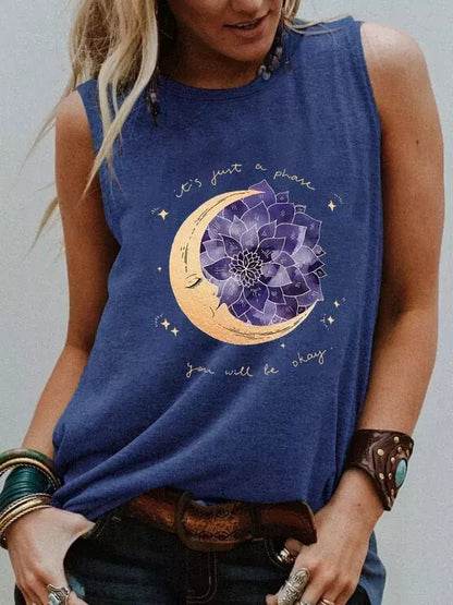 Camiseta Casual - Estampa Lua & Flor de Lotus Preto L vendido por Aloha Spirit Store